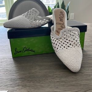 Sam Edelman white woven mules